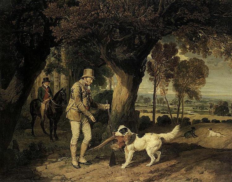 James Ward John Levett Receiving Pheasant from Retriever on HIs Estate at Wychnor, oil painting picture